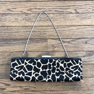 Dune leather pony hair animal print evening purse